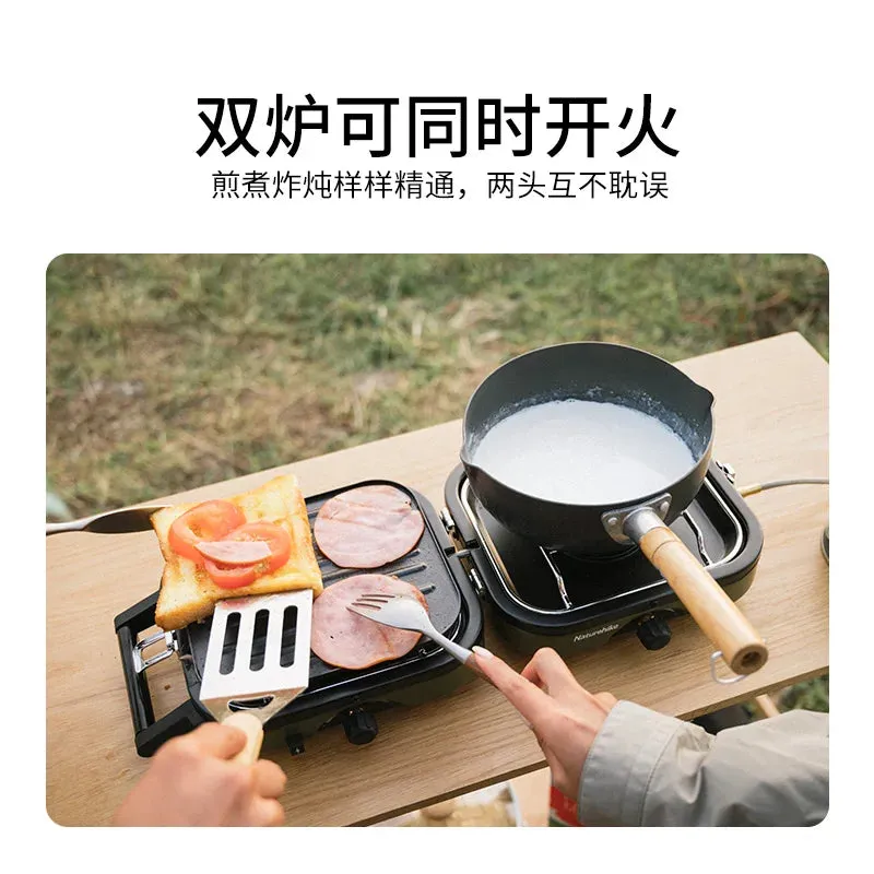 Naturehike Double Gas Stove 2300W Outdoor Camping Picnic Electronic Ignition Gas Stove Foldable 2.5kg Portable Cook Equipment