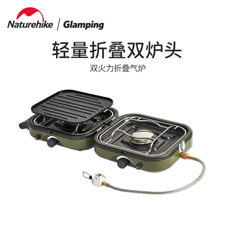 Naturehike Double Gas Stove 2300W Outdoor Camping Picnic Electronic Ignition Gas Stove Foldable 2.5kg Portable Cook Equipment