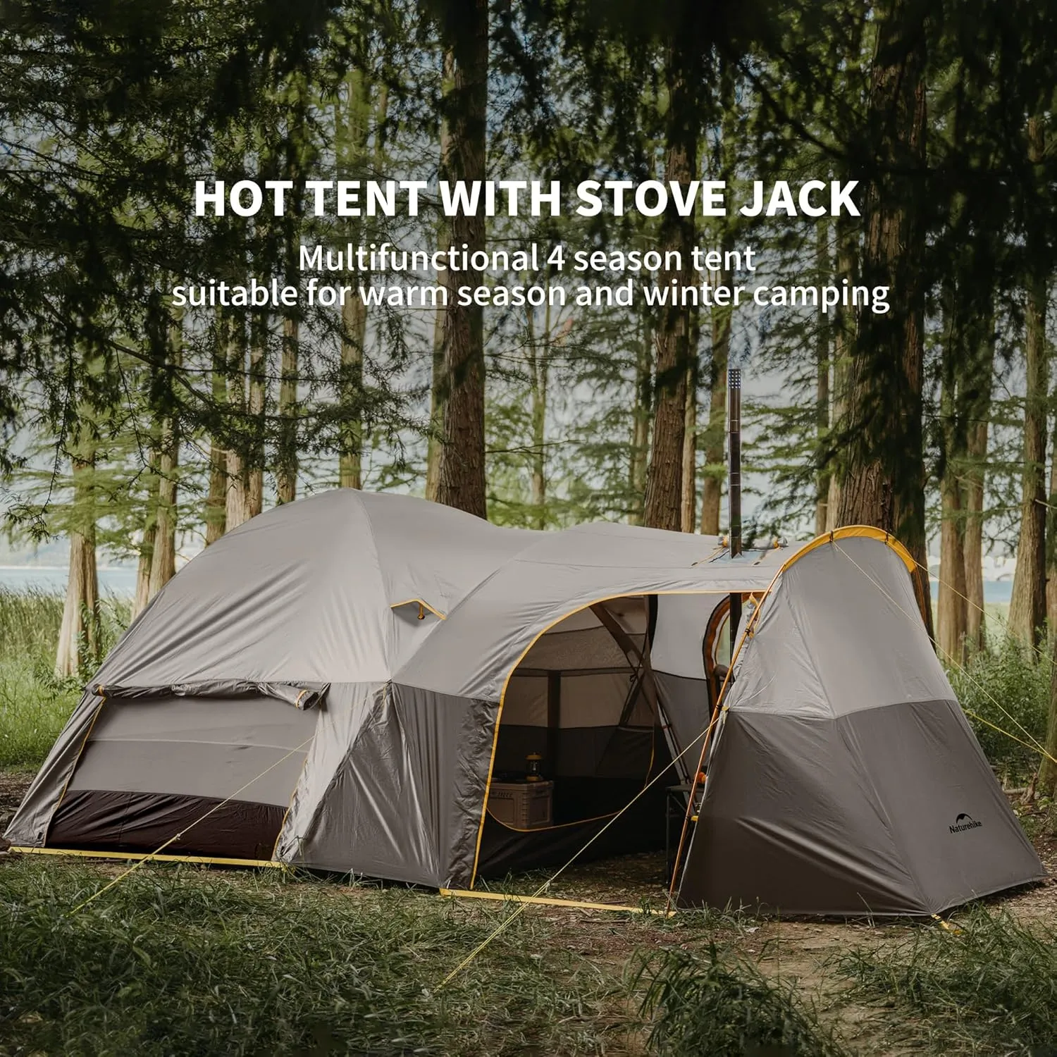 Naturehike KOTA 4/6/8 Person Camping Tent, Double Layer Waterproof 4 Person 6 Person 8 Person Tents for Camping, Large and Tall Family Tent with Vestibules Porch