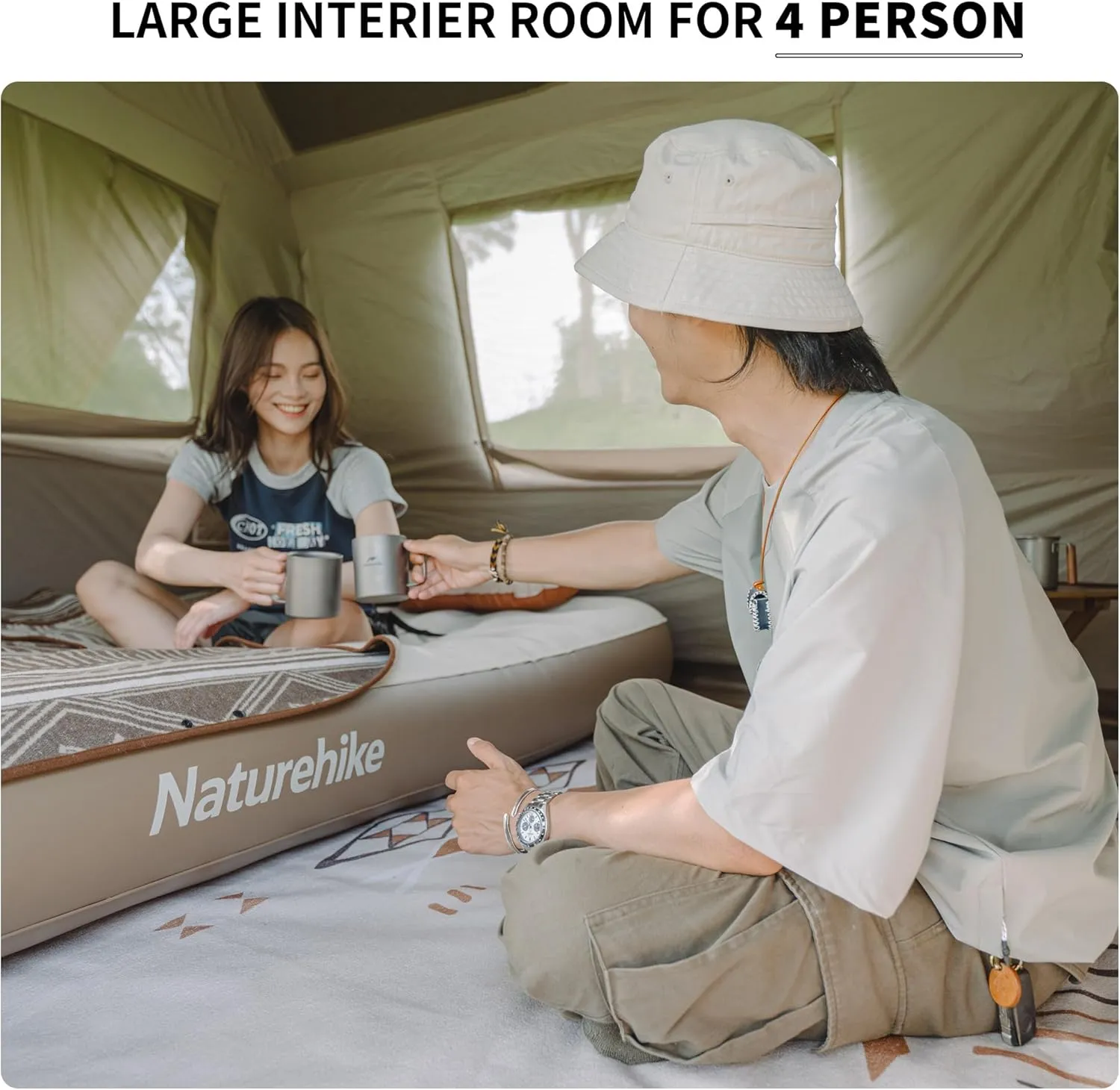 Naturehike Village Camping Tent,4/6/8 Person Tents for Camping, 60S Easy Setup Instant Tent for Family Camping, Car Camping