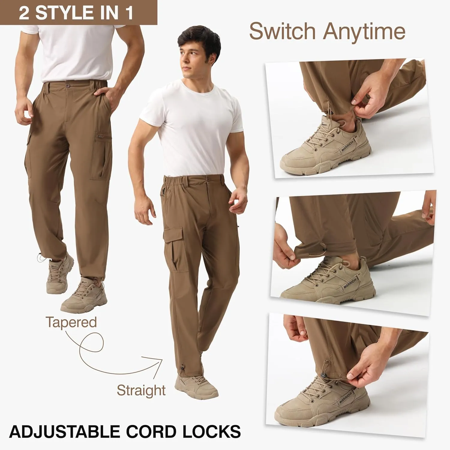 NATUVENIX Hiking Pants Men Lightweight Mens Travel Pants Quick Dry Cargo Pants for Men Stretch Work Pants Water Resistant