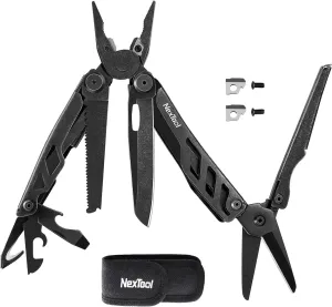 NexTool Heavy Duty Multitool Pliers with Pocket Scissors, Replaceable Wire Cutters, Nylon Sheath, Folding Multitool Knife with Safety Lock for Camping, Survival, Home Repair, DIY