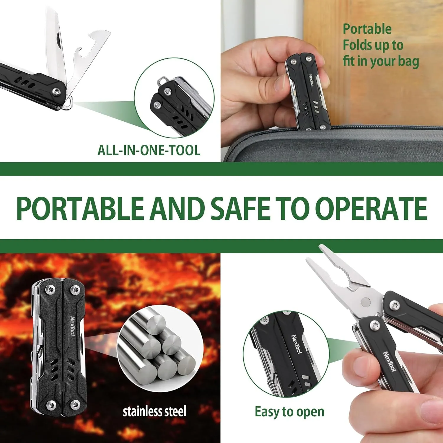 NexTool Mini Sailor S11 Keychain Multitool, 11-in-1 Compact EDC Pliers with Pocket Knife, Scissors & Screwdrivers, Lightweight Small Multitool for DIY, Travel, Camping, and Gift, Cool Gadget for Men