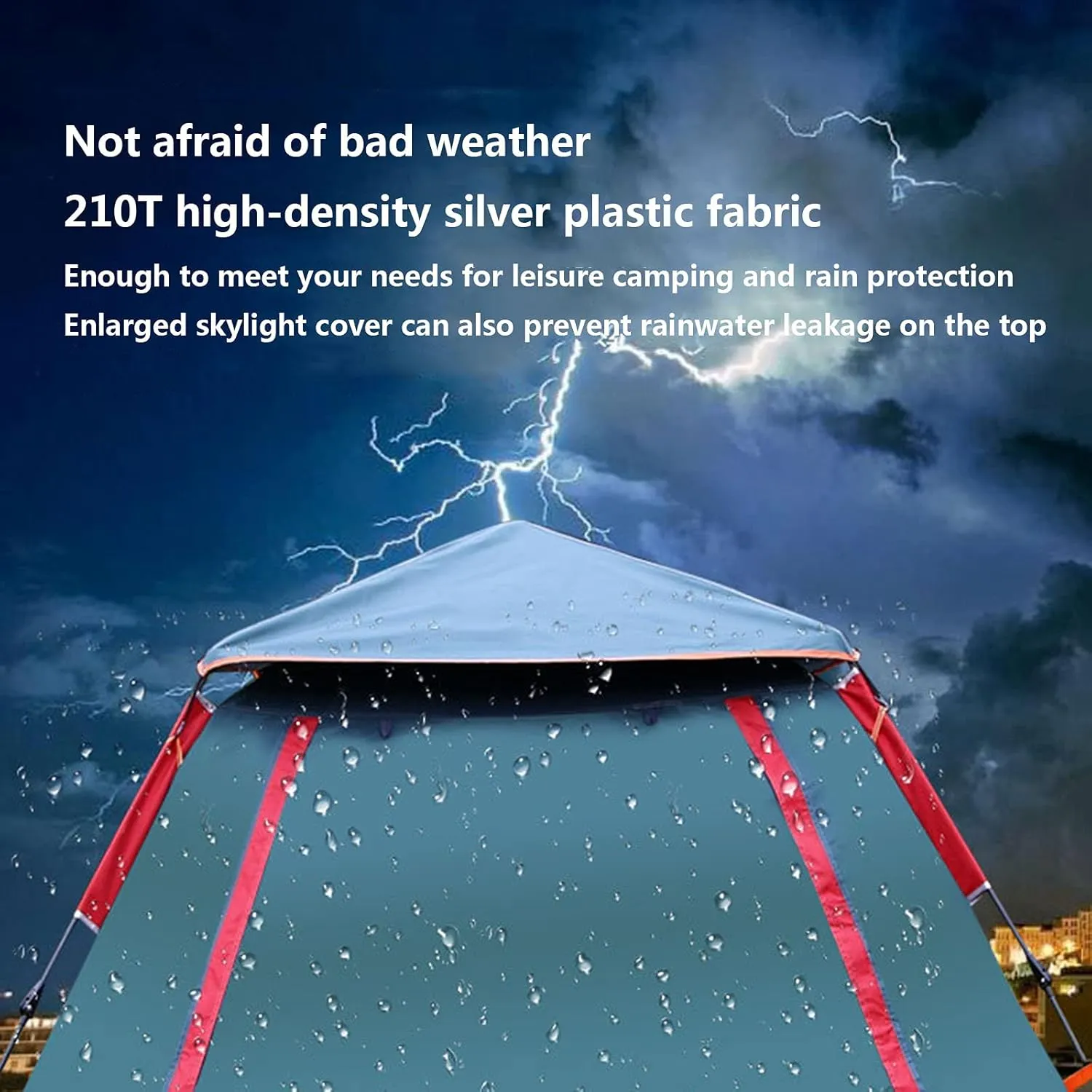 NIEH Hydraulic Tent Canopy for Camping Automatic Waterproof Tents,3-4 People Beach High-Density Silver Rubber Fabric Camping Tent,Family Outdoor Picnic