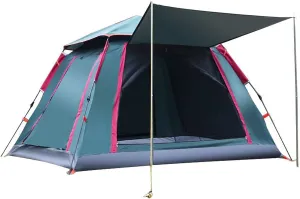 NIEH Hydraulic Tent Canopy for Camping Automatic Waterproof Tents,3-4 People Beach High-Density Silver Rubber Fabric Camping Tent,Family Outdoor Picnic
