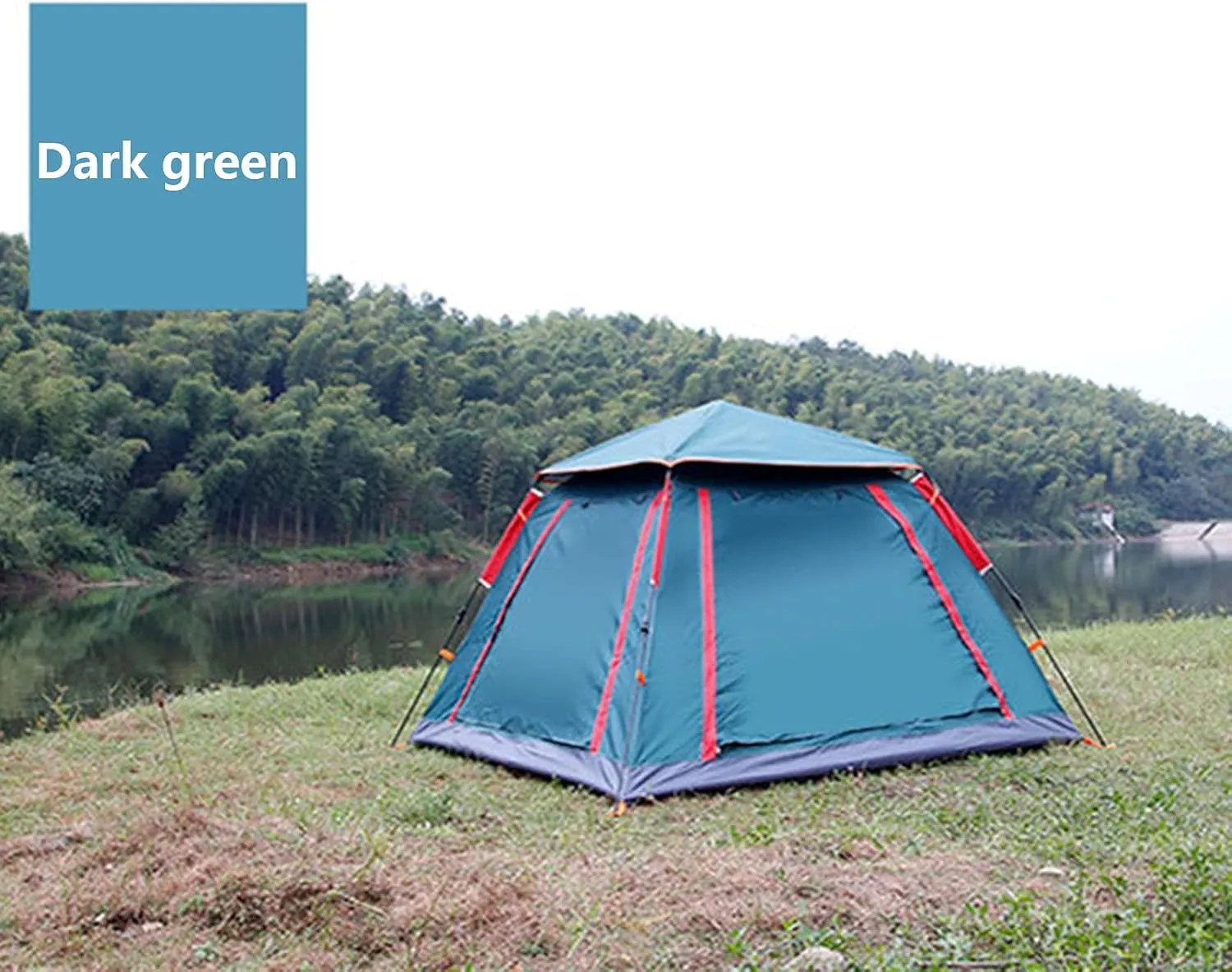 NIEH Hydraulic Tent Canopy for Camping Automatic Waterproof Tents,3-4 People Beach High-Density Silver Rubber Fabric Camping Tent,Family Outdoor Picnic
