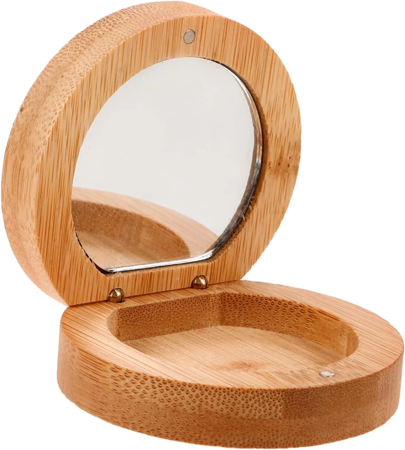 NOLITOY 4pcs Portable Mirror for Travel Small Square Makeup Mirror Bamboo Frame Fashion Compact for On-The-go Touchups