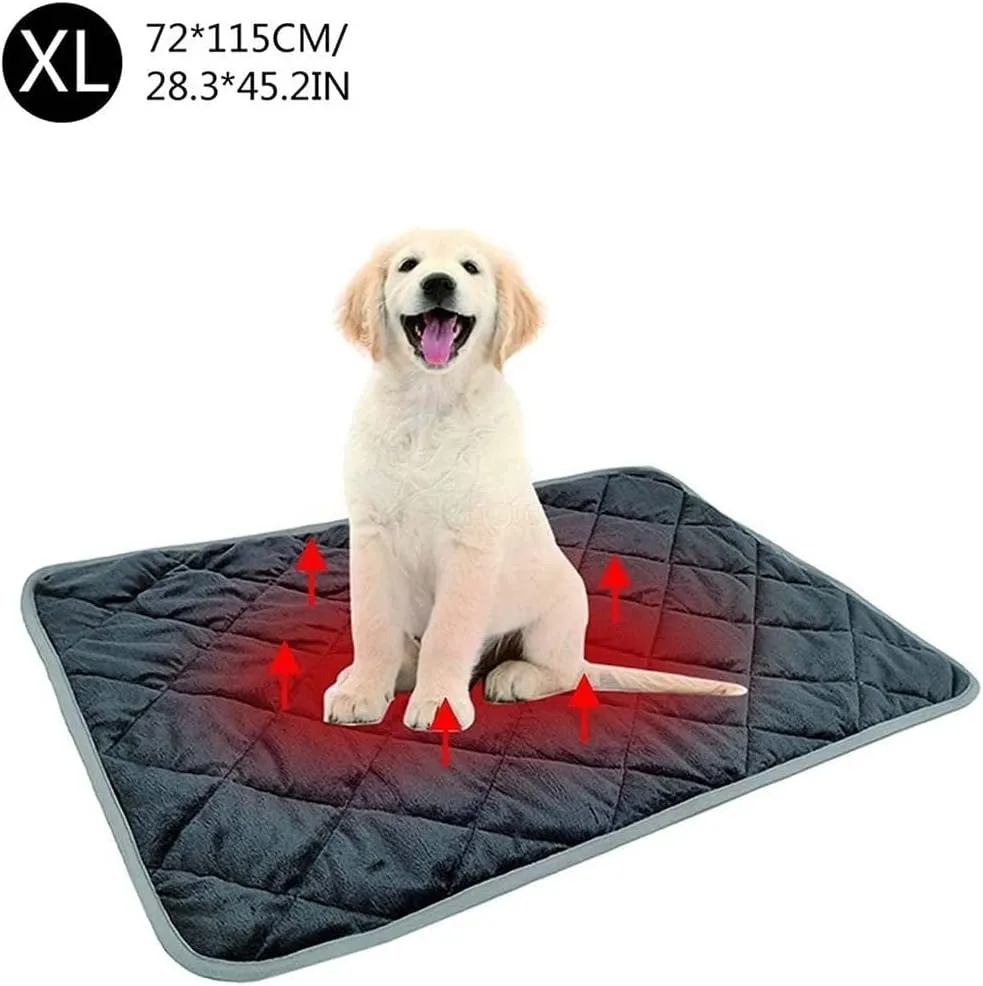 Non-Electric Pet Warming Pad, Self-Heating Dog Pad Cat Bed Thermal Warming Bed Mat for Cats Dogs and Kittens (X-Large, Grey)