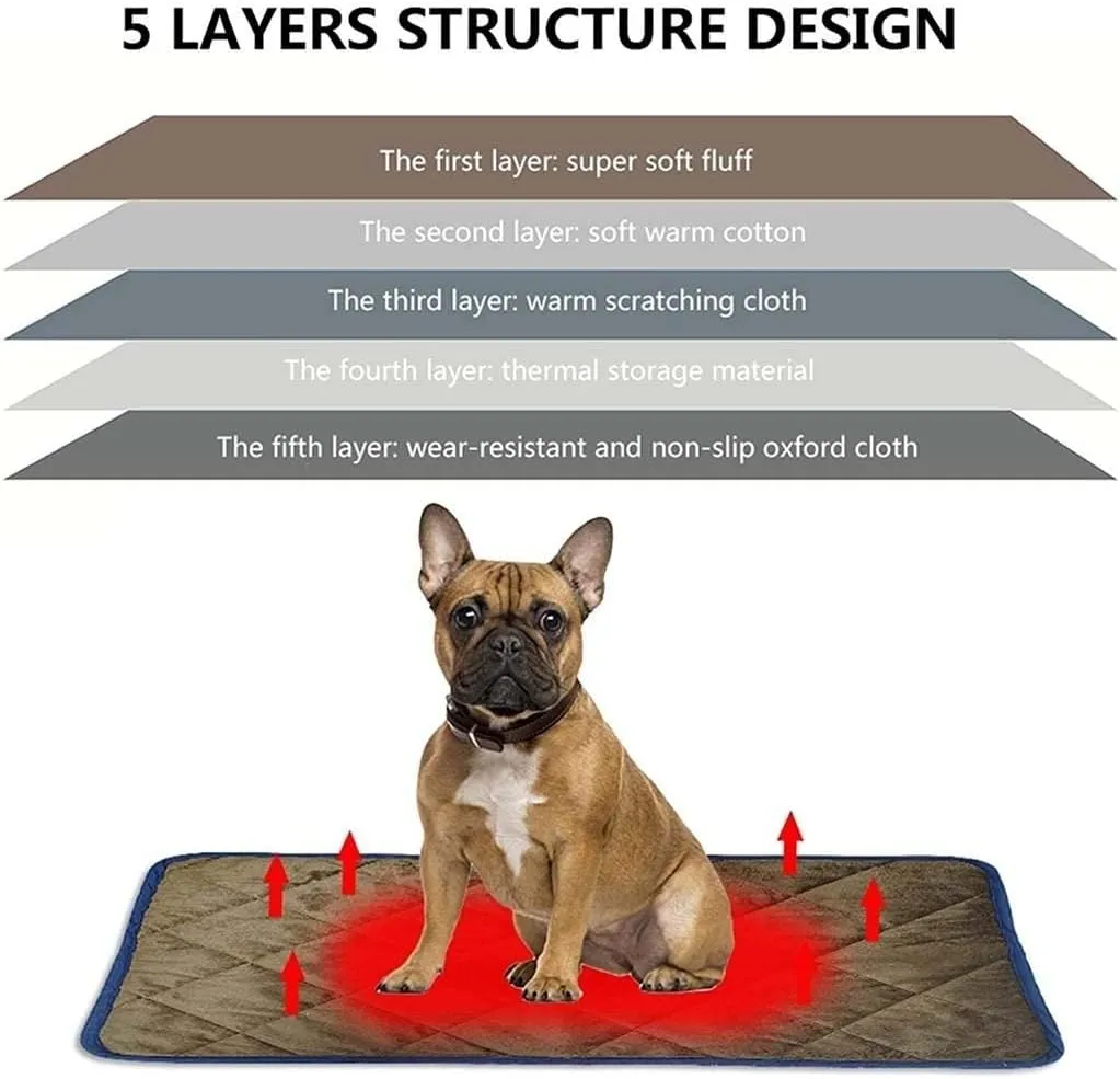 Non-Electric Pet Warming Pad, Self-Heating Dog Pad Cat Bed Thermal Warming Bed Mat for Cats Dogs and Kittens (X-Large, Grey)