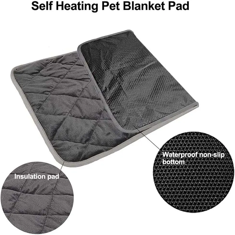 Non-Electric Pet Warming Pad, Self-Heating Dog Pad Cat Bed Thermal Warming Bed Mat for Cats Dogs and Kittens (X-Large, Grey)