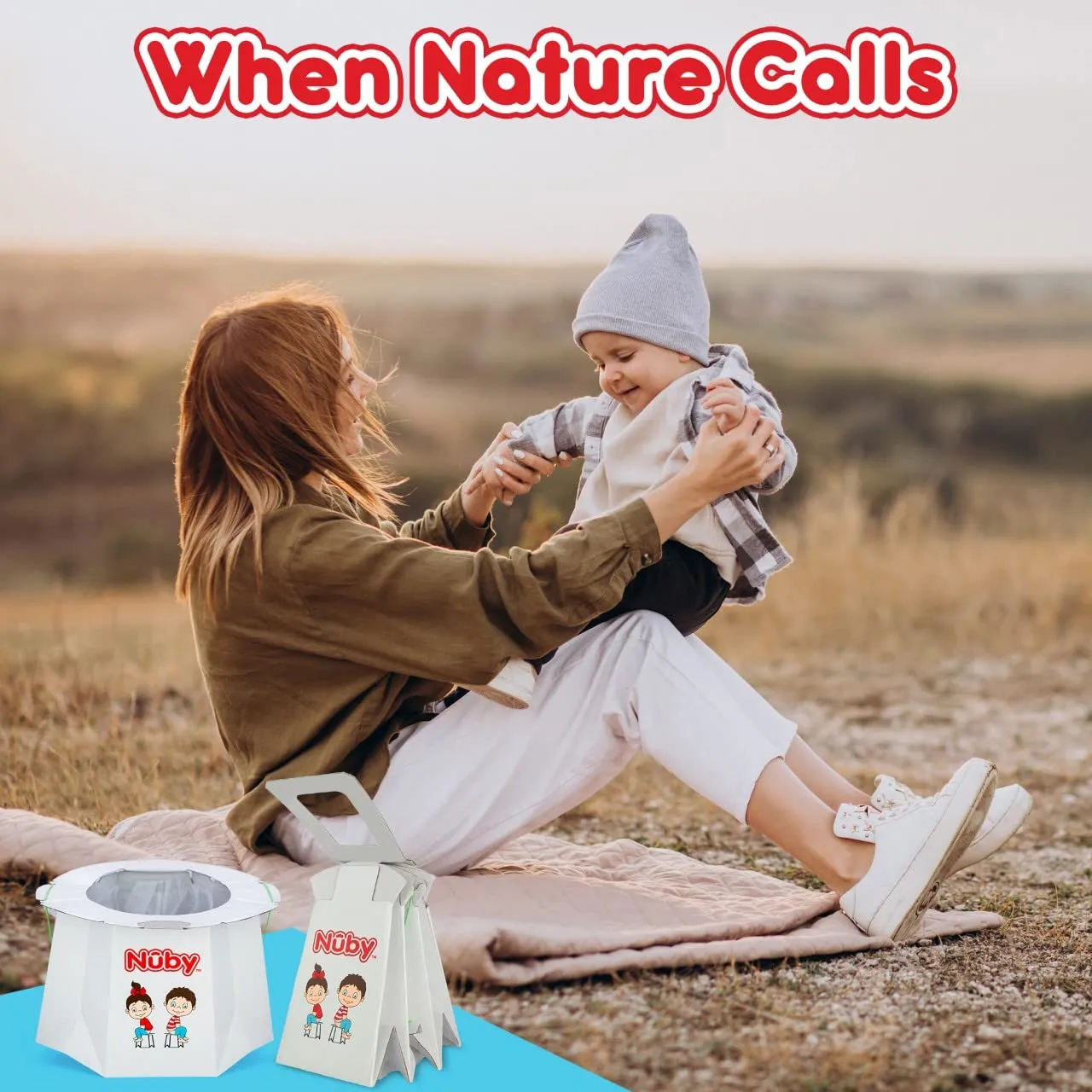 Nuby Disposable Travel Potty with Liner - Foldable and Portable Potty; Toddler Potty Essential for Camp, Trips, & Car Rides - Travel Potty for Toddler, 6 Pack