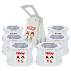 Nuby Disposable Travel Potty with Liner - Foldable and Portable Potty; Toddler Potty Essential for Camp, Trips, & Car Rides - Travel Potty for Toddler, 6 Pack