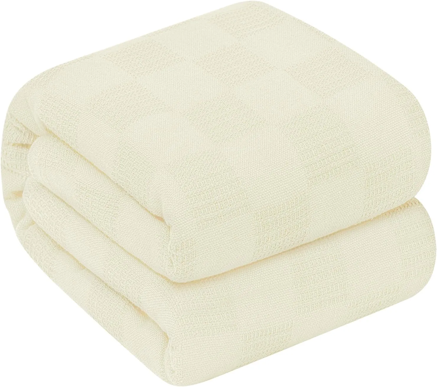Oakias 100% Cotton Blanket - King Ivory, 350 GSM, 90 x 108 Inches, Soft & Durable Summer Blanket for Bed & Couches