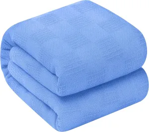 Oakias 100% Cotton Blanket - King Size Vista Blue, 350 GSM, 90 x 108 Inches, Soft Thermal, Lightweight, Breathable & Durable Summer Blanket for Bed, Couches & Living Room
