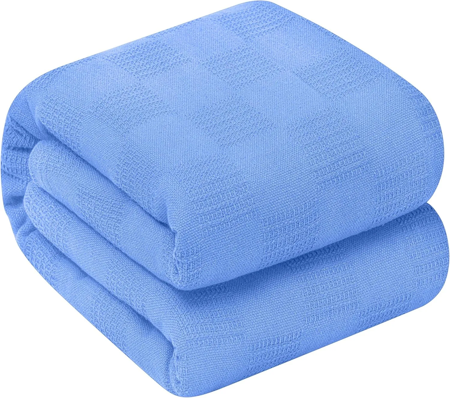 Oakias 100% Cotton Blanket - King Size Vista Blue, 350 GSM, 90 x 108 Inches, Soft Thermal, Lightweight, Breathable & Durable Summer Blanket for Bed, Couches & Living Room