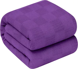 Oakias 100% Cotton Blanket Queen Plum - 350 GSM 90 x 90 Inches Soft Thermal Blanket Queen Size - Throw Blanket Lightweight, Breathable & Durable Summer Blanket for Bed, Couches & Living Room