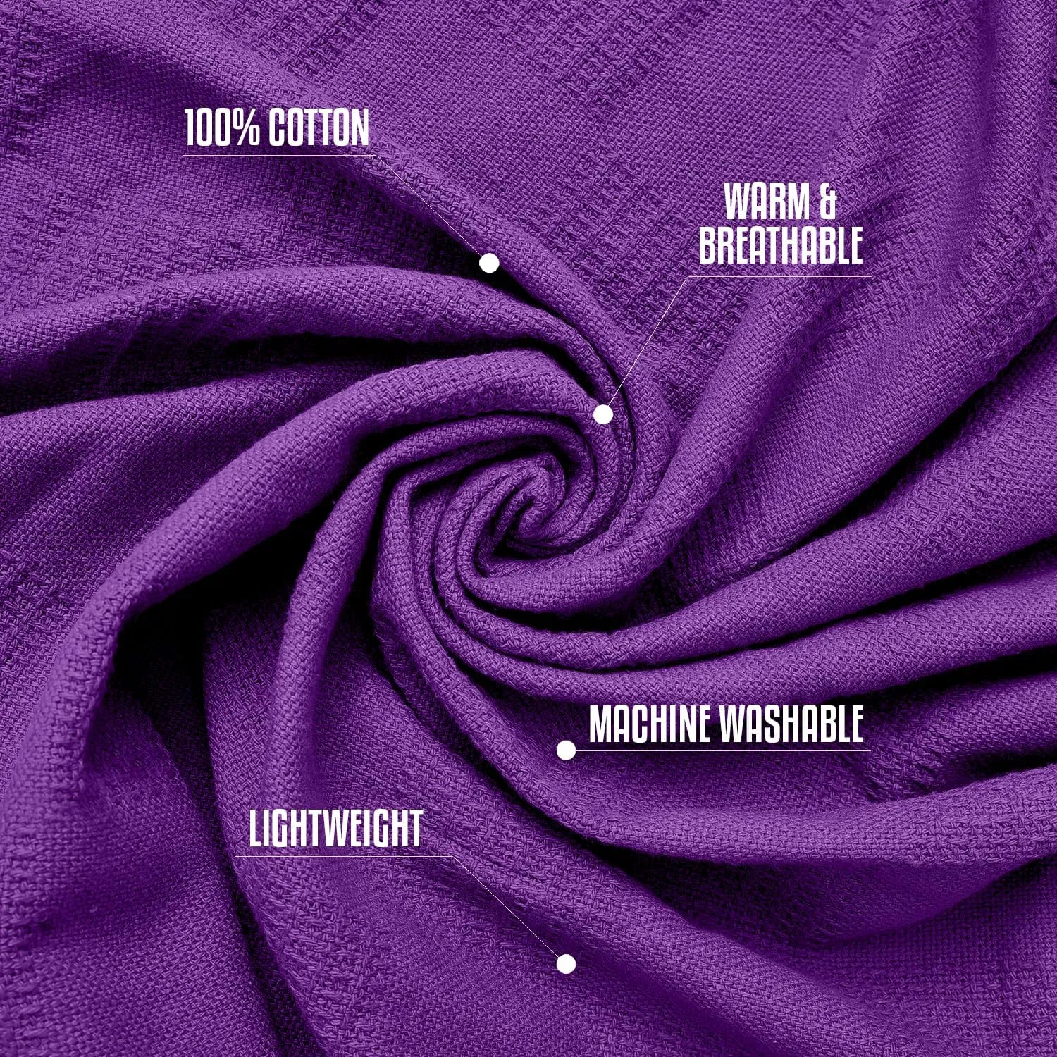 Oakias 100% Cotton Blanket Queen Plum - 350 GSM 90 x 90 Inches Soft Thermal Blanket Queen Size - Throw Blanket Lightweight, Breathable & Durable Summer Blanket for Bed, Couches & Living Room