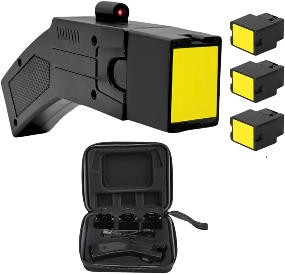 Odds Shifter - Fireable Heavy Duty Stun Gun for Self-Defense Featuring 1.6 uC Charge, 6.4 M Range, Aim Assist, LED Flashlight and Safety Switch