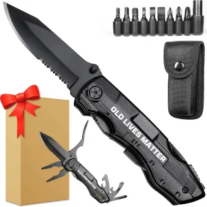 Old Lives Matter Multitool Knife - Funny Retirement Gifts for Men 2024 - Gag Birthday Gifts for Dad,Grandpa,Old Man,Coworkers,Friend,Teacher,Best Retirement Gifts,Stocking Stuffers for Men