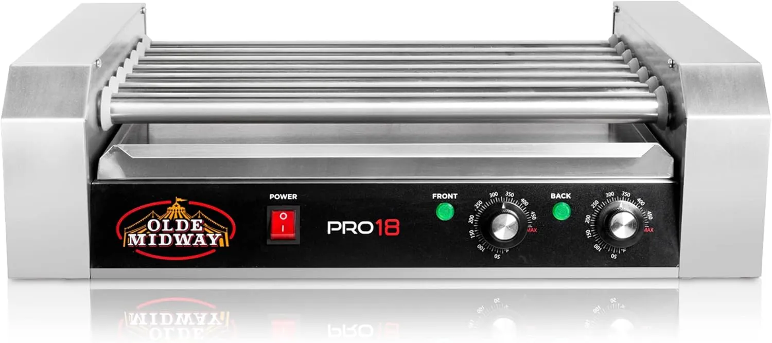 Olde Midway Electric 18 Hot Dog 7 Roller Grill Cooker Machine 900-Watt - Commercial Grade