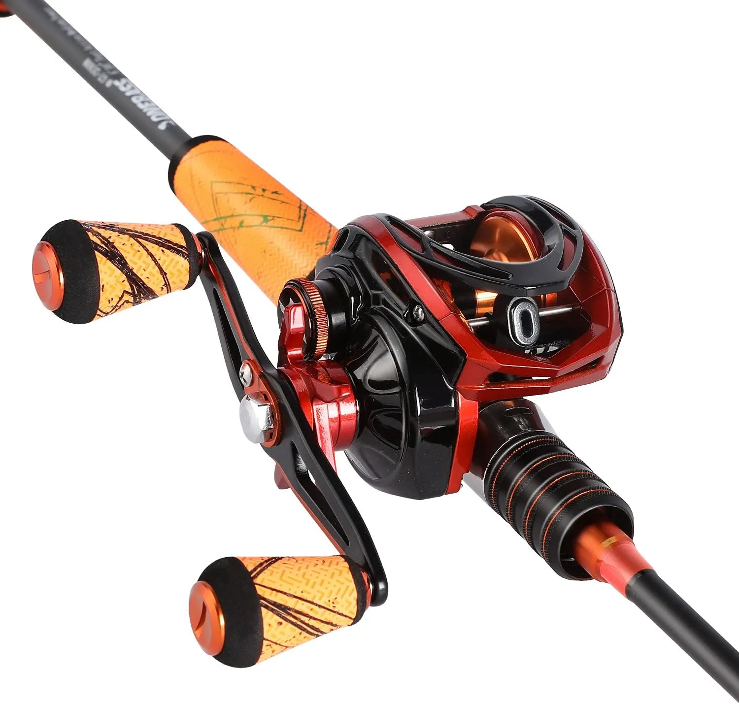 One Bass Fishing Rod and Reel Combo, Medium Fast Baitcasting Combo, 24-Ton Carbon Fiber 2 Pieces Fishing Poles with Baitcaster Reel Super Polymer Handle