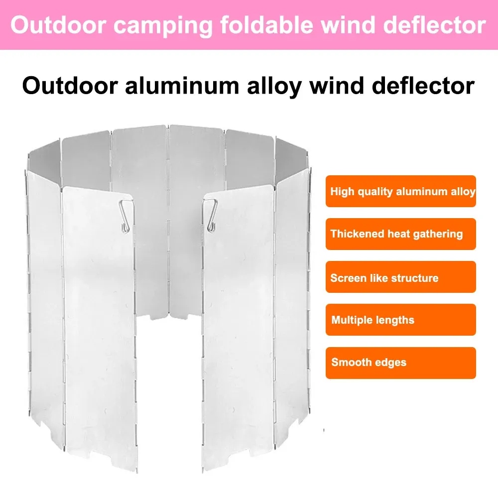 Outdoor camping wind deflector ultra light aluminum alloy foldable with pin stove head wind deflector portable wind deflector