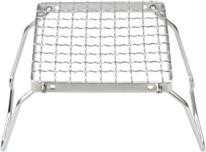 Outdoor Charcoal Grill Stainless Steel Mini Stove Head Bracket Folding BBQ Pan with Mesh Pot Rack Portable and Compact Encryption Design