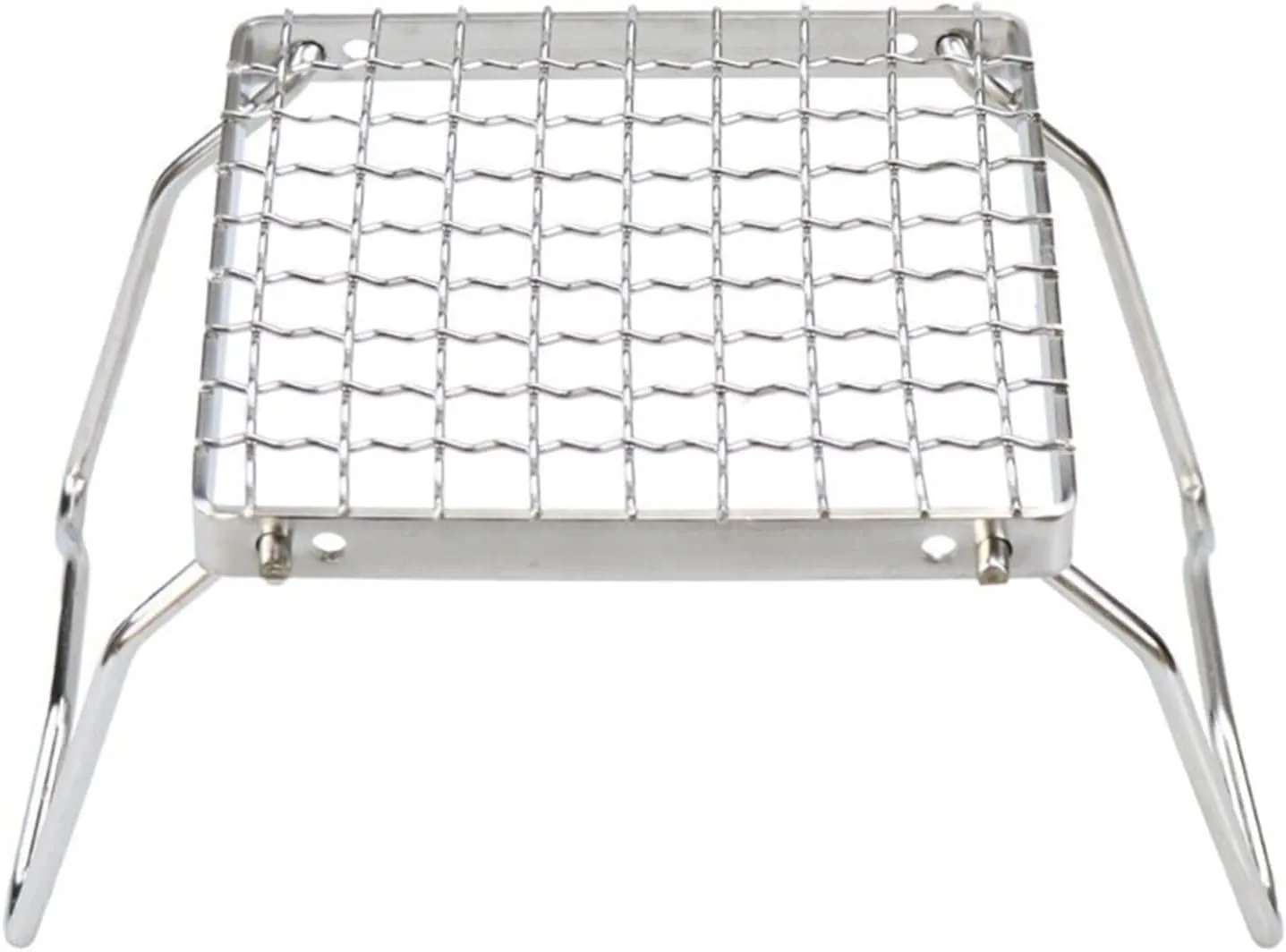 Outdoor Charcoal Grill Stainless Steel Mini Stove Head Bracket Folding BBQ Pan with Mesh Pot Rack Portable and Compact Encryption Design