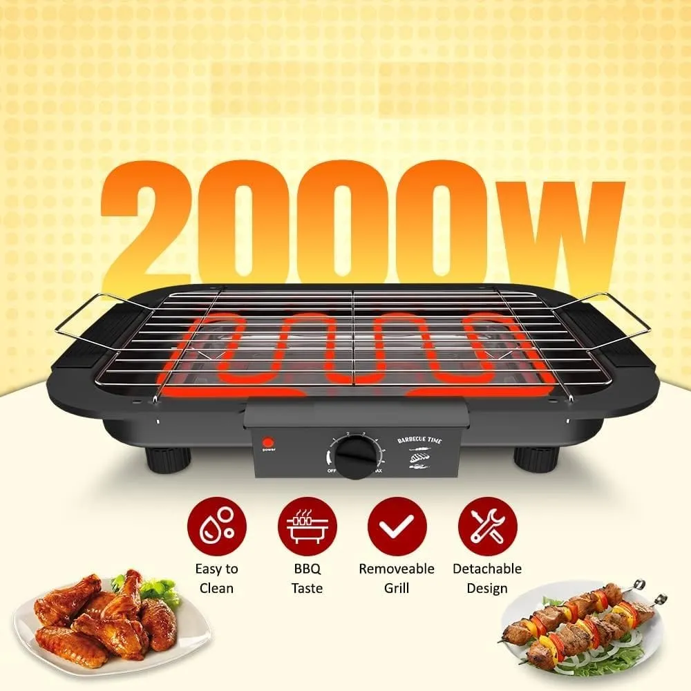 Outdoor Indoor for Removable Cooking Adjustable Drip Barbecue Grill Temperature, & 2000W with Huge savings EzBBQ: Electric Smokeless Tray Design Live chat support &