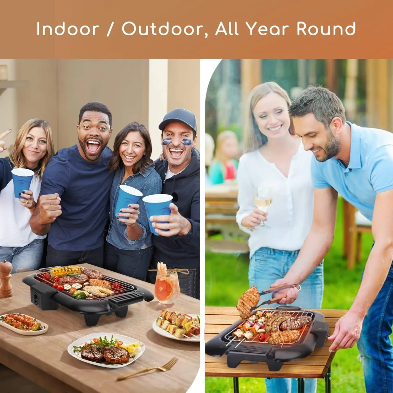 Outdoor Indoor for Removable Cooking Adjustable Drip Barbecue Grill Temperature, & 2000W with Huge savings EzBBQ: Electric Smokeless Tray Design Live chat support &
