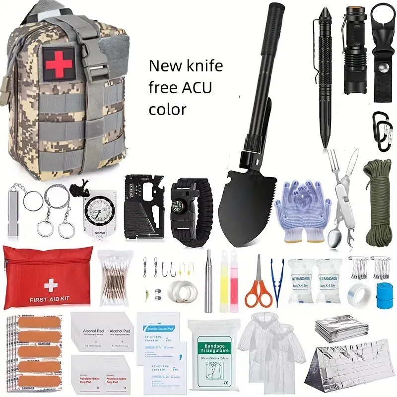 Outdoor Survival Tool Set - Multifunctional Camping and Travel Equipment, EDC Emergency Tactical Package