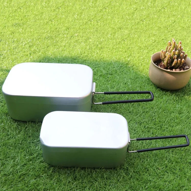 Outdoor Travel Camping Camping Lunch Box Portable Foldable Aluminum Lunch Box Retro Lunch Box Small, Style:Small Regular Lunch Box