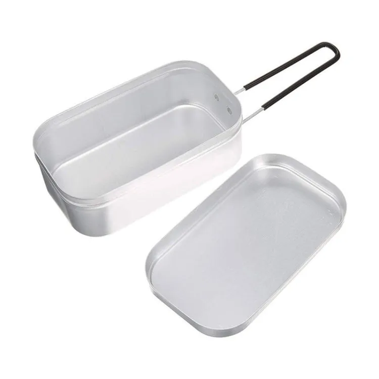 Outdoor Travel Camping Camping Lunch Box Portable Foldable Aluminum Lunch Box Retro Lunch Box Small, Style:Small Regular Lunch Box
