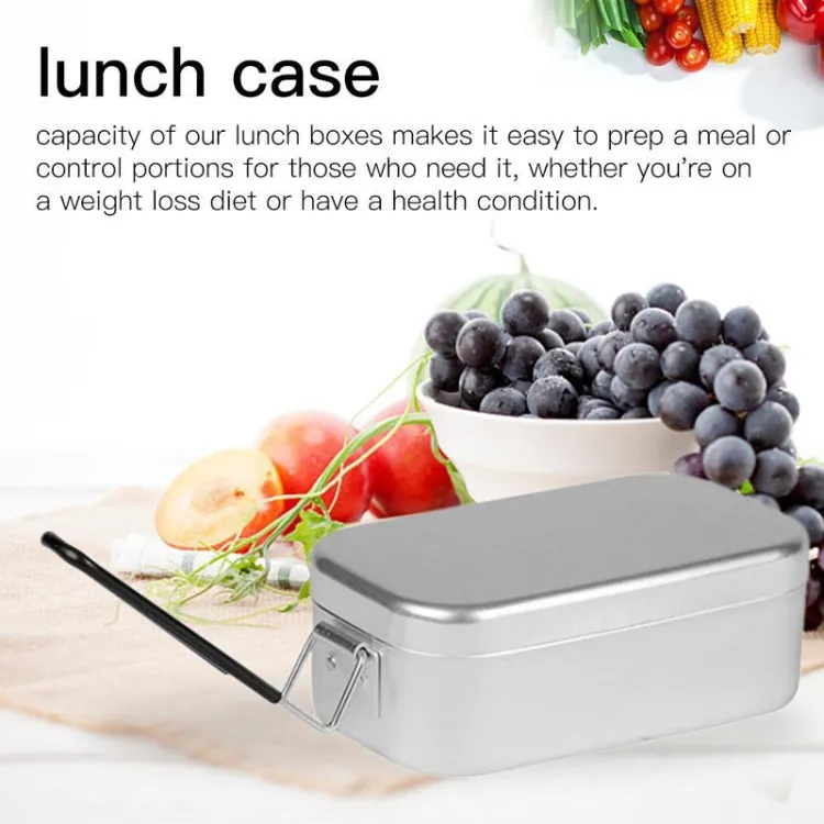 Outdoor Travel Camping Camping Lunch Box Portable Foldable Aluminum Lunch Box Retro Lunch Box Small, Style:Small Regular Lunch Box