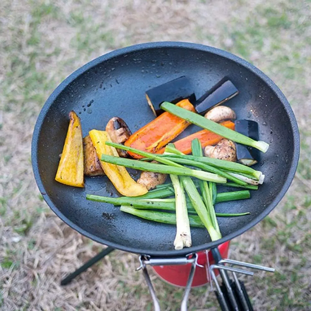 Outdoors Folding Pan, Nonstick Round Frying pan with Foldable Handle, Portable Camping Cookware for Indoor Outdoors Cooking, Grilling, Frying, Picnic