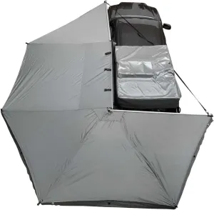 Overland Vehicle Systems HD Nomadic Awning 270 Driver Side - Dark Gray Cover with 1000G PVC Black Travel Cover Universal Fitment - Mounting Brackets Included