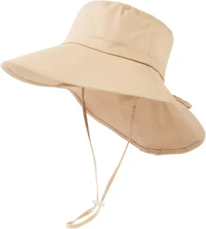 Oversize XL/XXL Women Cotton Sun Hat UPF 50  Sunhat with Neck Flap Gardening Sun Protection Outdoor Hiking Fishing