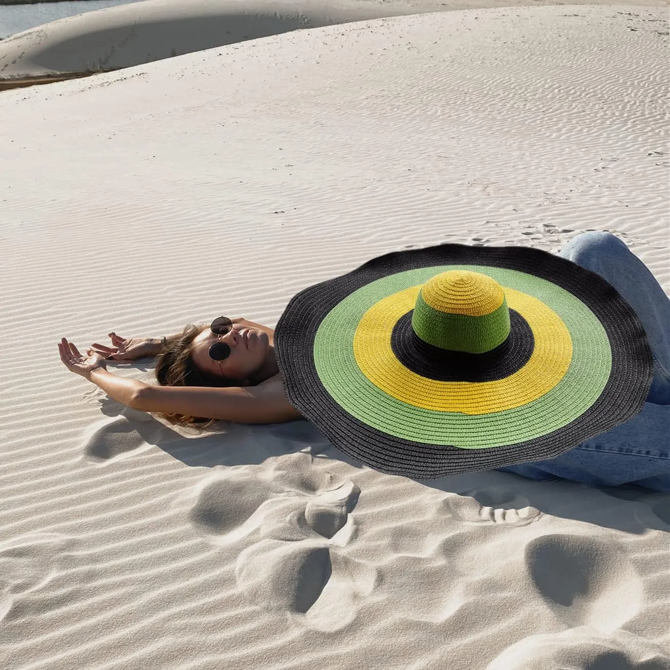 Oversized Beach Hat for Women, Large Wide Brim Packable Floppy Sun Straw Hats Foldable,Handmade Summer Big Beach Hat