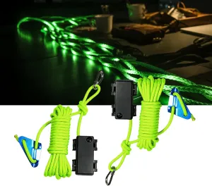 P auke'rei Luminous Paracord, Camping Rope Light, Tent Wind Warning Light, Waterproof Marine Nylon LED Rope, 6mm, L16.4ft / 5m (Neon Green, 2 pcs)