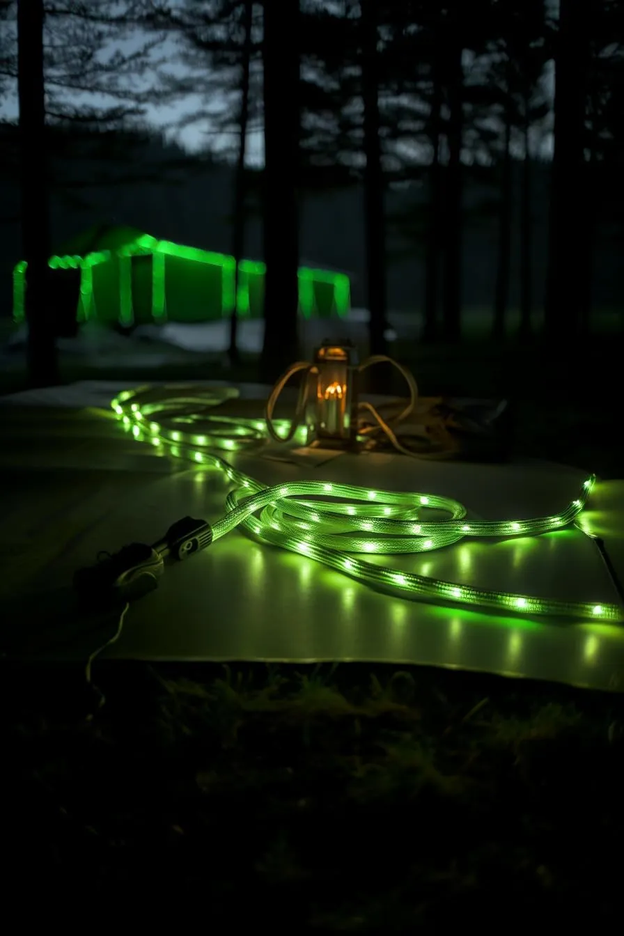 P auke'rei Luminous Paracord, Camping Rope Light, Tent Wind Warning Light, Waterproof Marine Nylon LED Rope, 6mm, L16.4ft / 5m (Neon Green, 2 pcs)