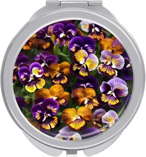 Pansy Perfection Makeup Mirror Mini Foldable Cosmetic Mirror Ultra Thin Lightweight Vanity Mirrors Compact Portable for Travel, Makeup, Bathroom