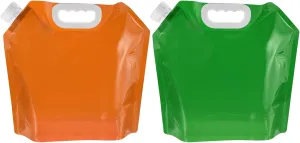 PATIKIL 1.3 Gallon 5L Collapsible Water Container Bag, 2 Pack Plastic Storage Jug Folding Water Bag for Camping, Hiking, Emergency Water Storage, Green & Orange