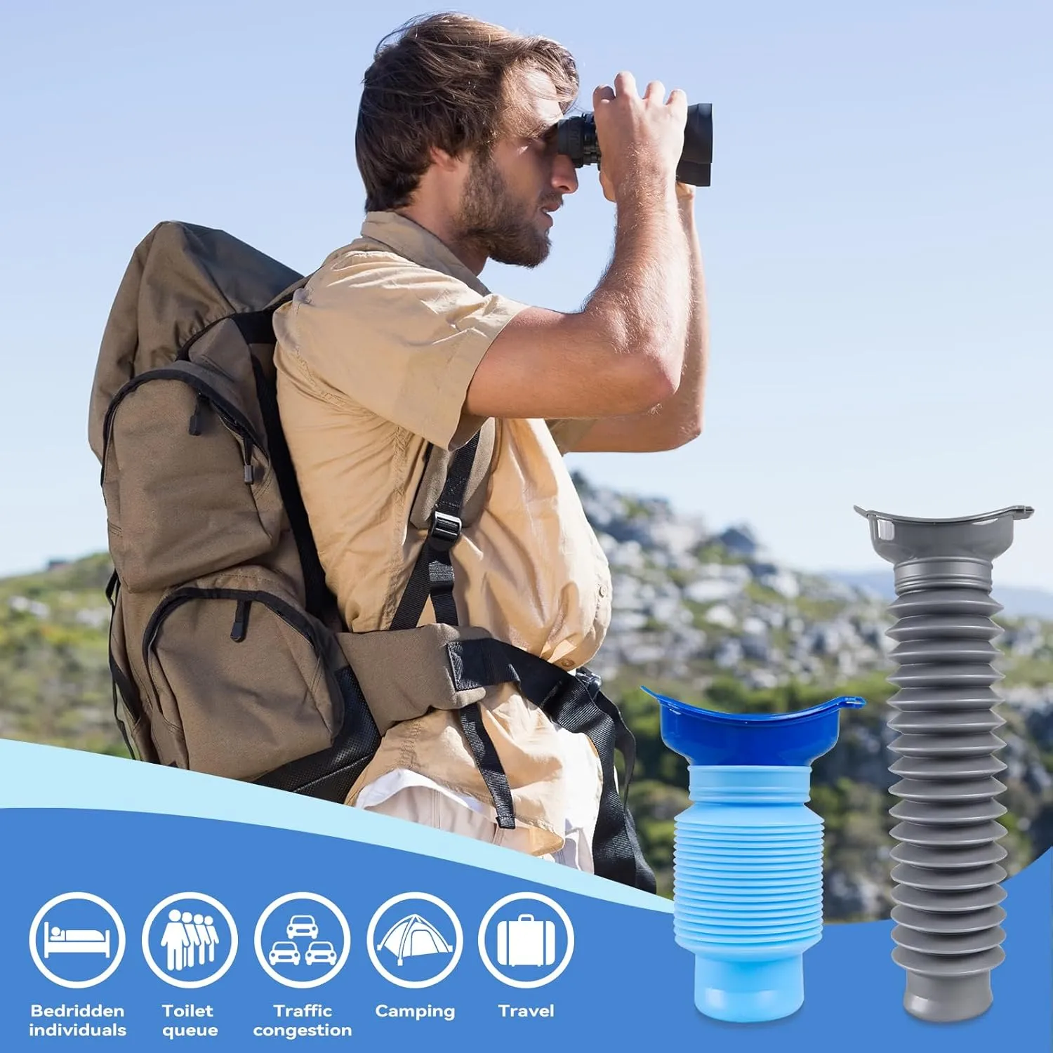 Pee Bottles for Men, Adjustable Emergency Urinal 750ml, Car Pee Bottle for Men and Women, Portable Toilet for Car, Shrinkable Personal Mobile Toilet,Urine Bottle, Travelling, Traffic Jams & Hiking