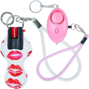 Pepper Spray Keychain Personal Alarm for Women - Police Strength OC Spray w/Safety Flip - Hear 600ft Away - Quick Release