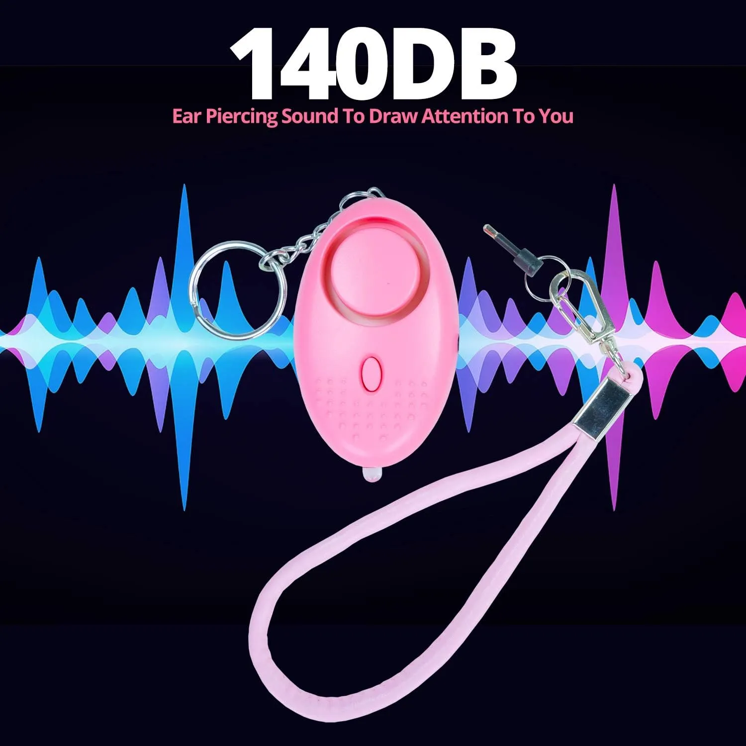 Pepper Spray Keychain Personal Alarm for Women - Police Strength OC Spray w/Safety Flip - Hear 600ft Away - Quick Release