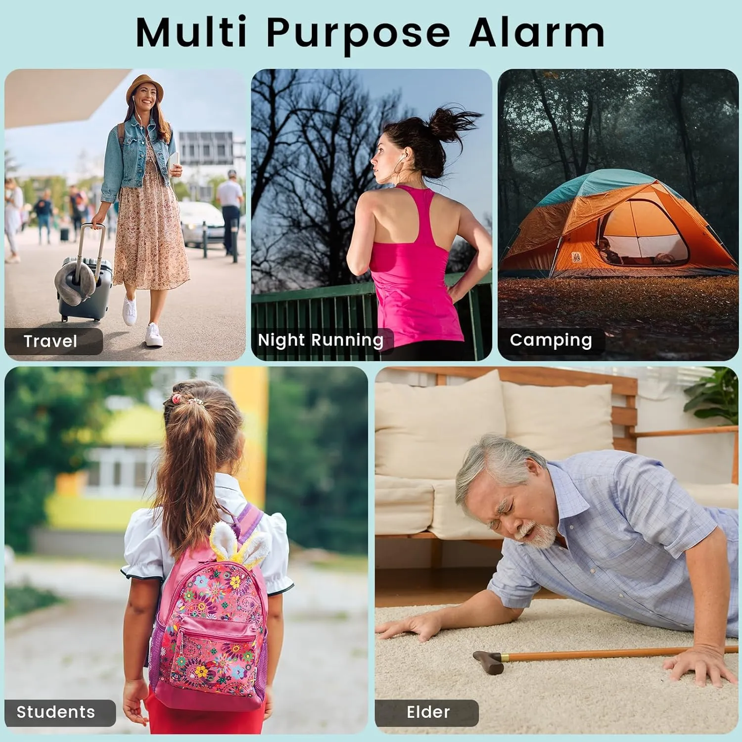 Personal Safety Alarm - 135dB Ultra Loud Siren with LED Strobe Light, USB-C Rechargeable, Compact Keychain Alarm for Women/Men, Emergency Flashlight & Vibration Alert(Blue)