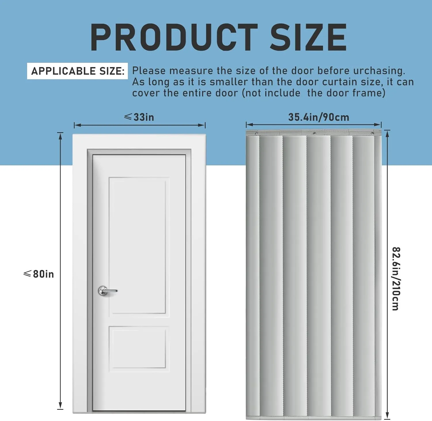 Peryiter Soundproof Blanket Thermal Insulated Door Curtain Thicken Cotton Warm Soundproofing Door Cover Warm Cold Protection for Living Room Garage Front Patio Kitchen(34 x 80 Inches)