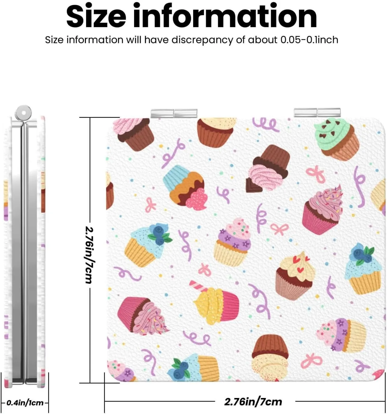 Peynir Delicious Cupcakes Neutral Women Handheld Makeup Mirror Portable Compact Mirror Folding Mini Cosmetic Mirror