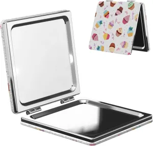 Peynir Delicious Cupcakes Neutral Women Handheld Makeup Mirror Portable Compact Mirror Folding Mini Cosmetic Mirror