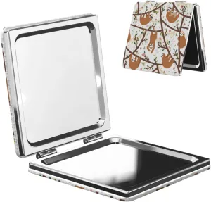 Peynir Sloth Tree Floral Women Handheld Makeup Mirror Portable Compact Mirror Folding Mini Cosmetic Mirror